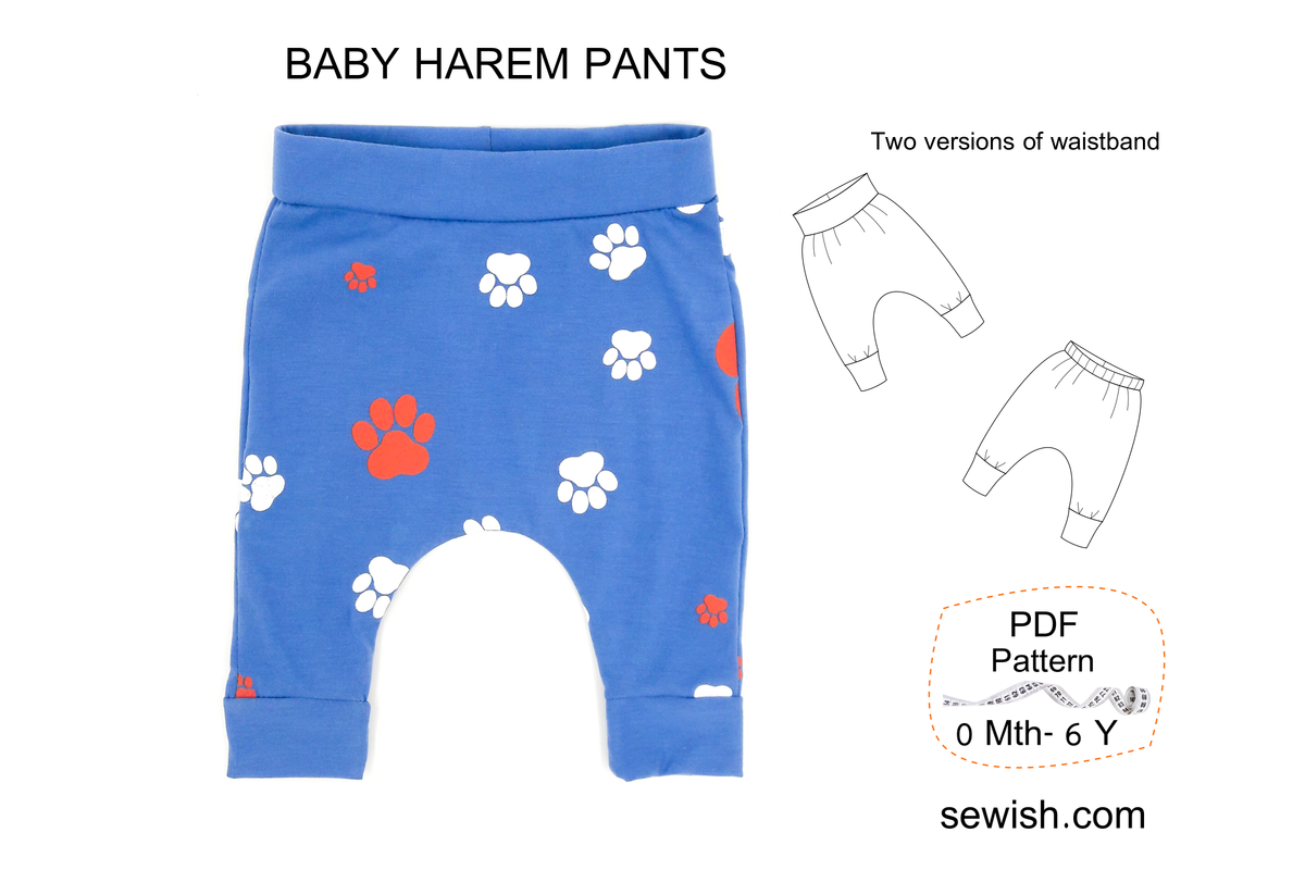 Harem Pants Baby Sewing Patterns. Sizes 0 Month6 YEARS SEWish