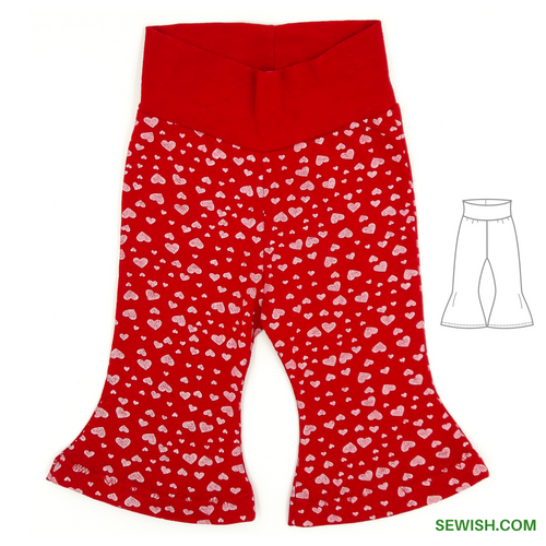 Flared Pants Baby Sewing Patterns,  Sizes 0 Month-6 YEARS