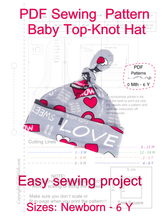 Baby Top Knot Hat Sewing Patterns. Sizes NEWBORN - 6 YEARS