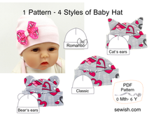 Baby Hat Beanie Sewing Patterns. Sizes NEWBORN - 6 YEARS