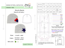 Slouchy Beanie Hat Sewing Pattern. Sizes NEWBORN - ADULT