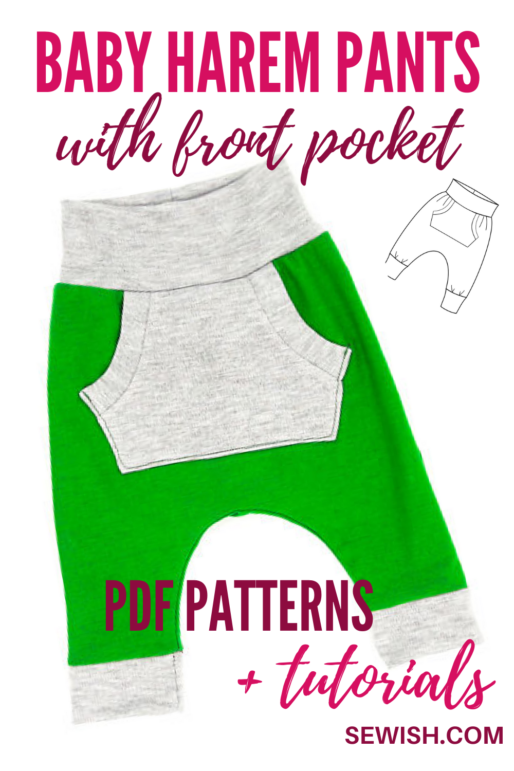 Baby Harem Pants with Pockets Sewing Patterns. Sizes 0 Month-6 YEARS ...