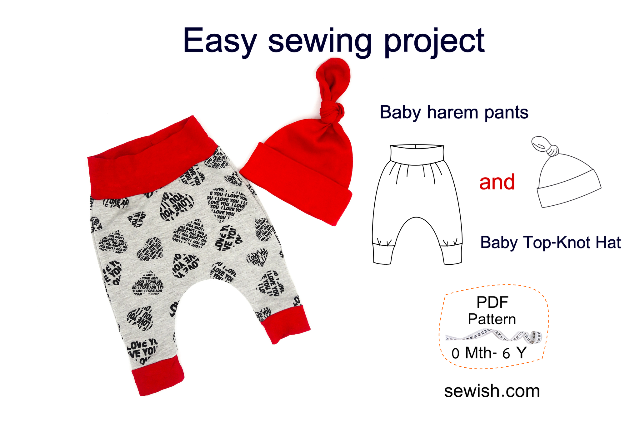 Slouchy Harem Pants baby and toddler pants PDF FREE sewing pattern – Easily  Made Patterns