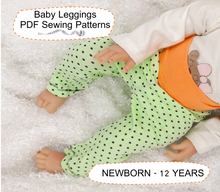 Leggings Baby Sewing Patterns for Girl and Boy Sizes NEWBORN - 12 YEARS