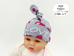 Baby Top Knot Hat Sewing Patterns. Sizes NEWBORN - 6 YEARS