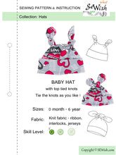Baby Top Knot Hat Sewing Pattern. Sizes NEWBORN - 6 YEARS