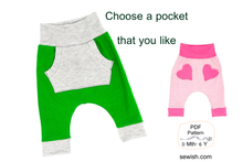 Baby Harem Pants with Pockets Sewing Patterns. Sizes 0 Month-6 YEARS