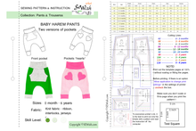 Baby Harem Pants Sewing Patterns, Baby Hat Beanie Sewing Patterns, Sizes 0 Month-6 YEARS
